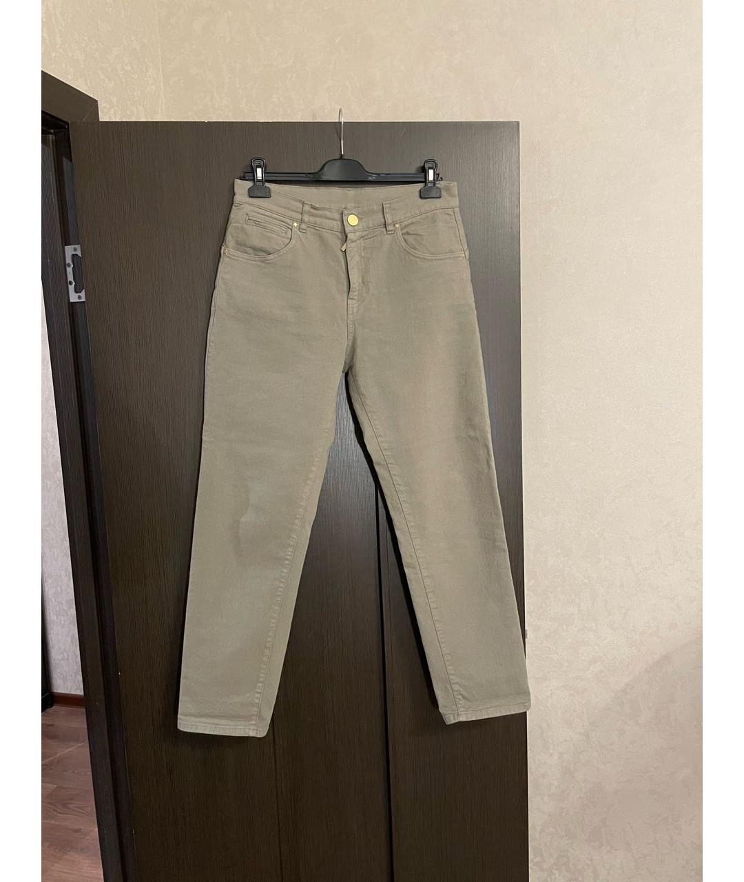 LORENA ANTONIAZZI Хаки хлопко-эластановые прямые джинсы, фото 9