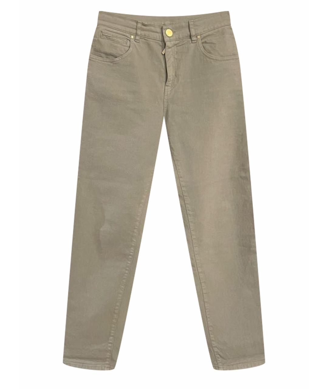 LORENA ANTONIAZZI Хаки хлопко-эластановые прямые джинсы, фото 1