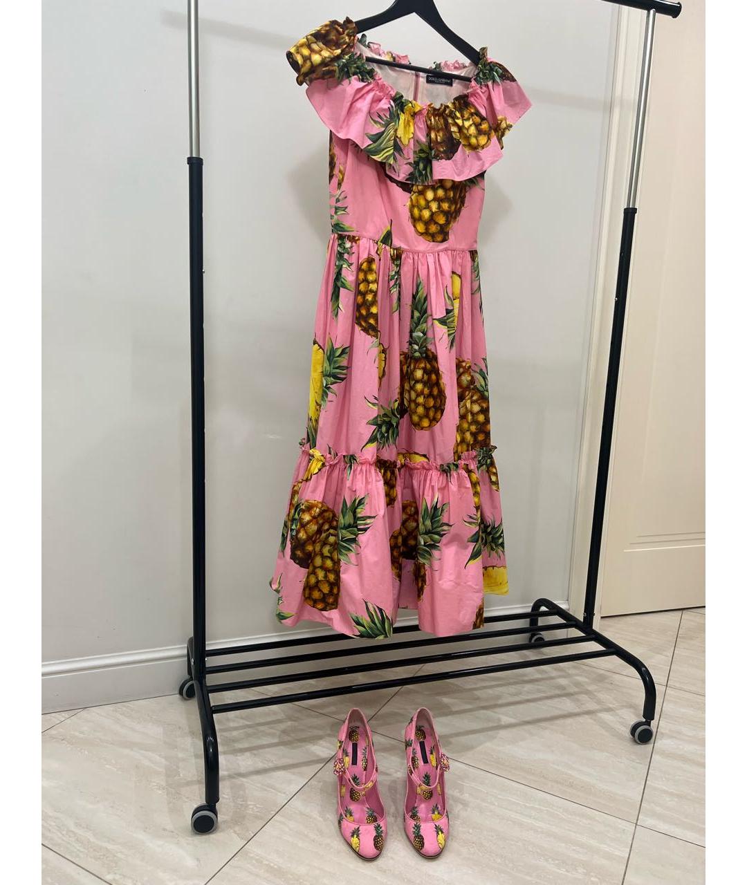 DOLCE&GABBANA Розовое хлопко-эластановое платье, фото 4
