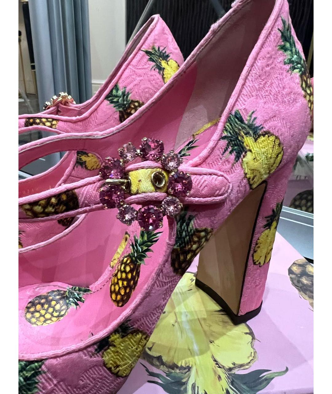 DOLCE&GABBANA Розовые текстильные туфли, фото 4
