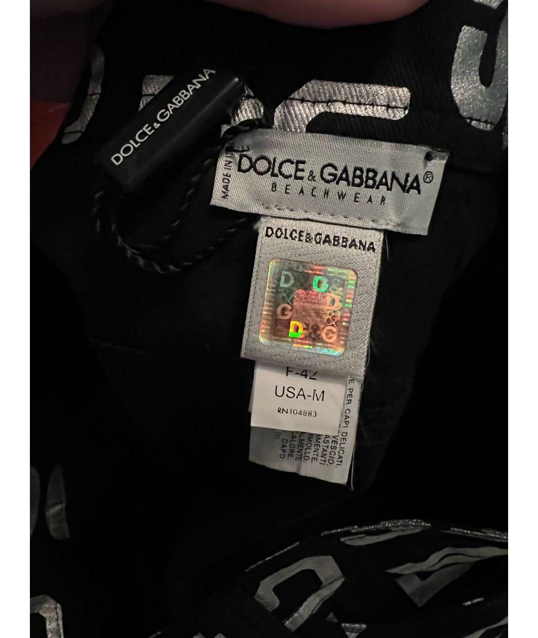 DOLCE&GABBANA Черная хлопко-эластановая юбка мини, фото 3