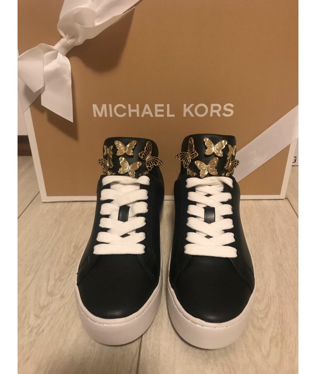 MICHAEL MICHAEL KORS Черные кожаные кроссовки, фото 2