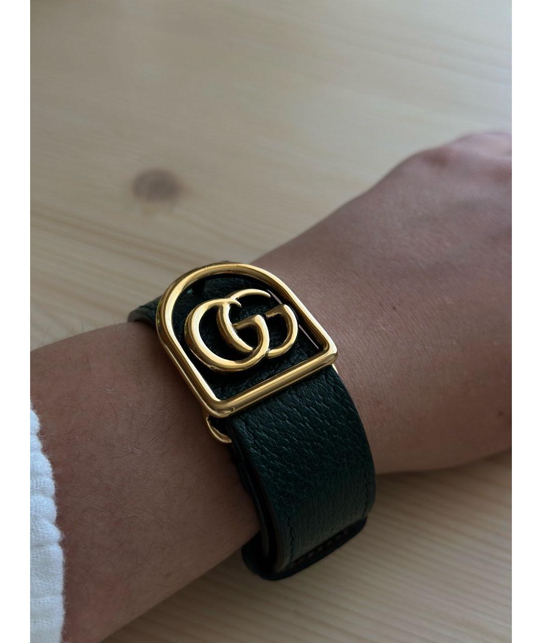 GUCCI Хаки кожаный браслет, фото 3