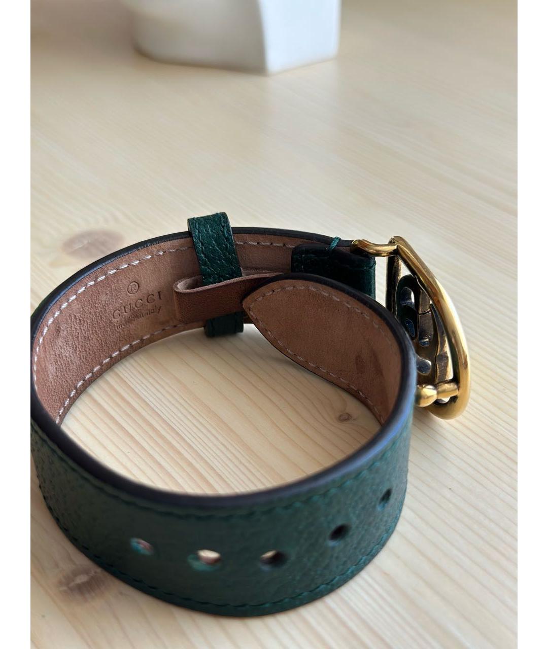 GUCCI Хаки кожаный браслет, фото 2