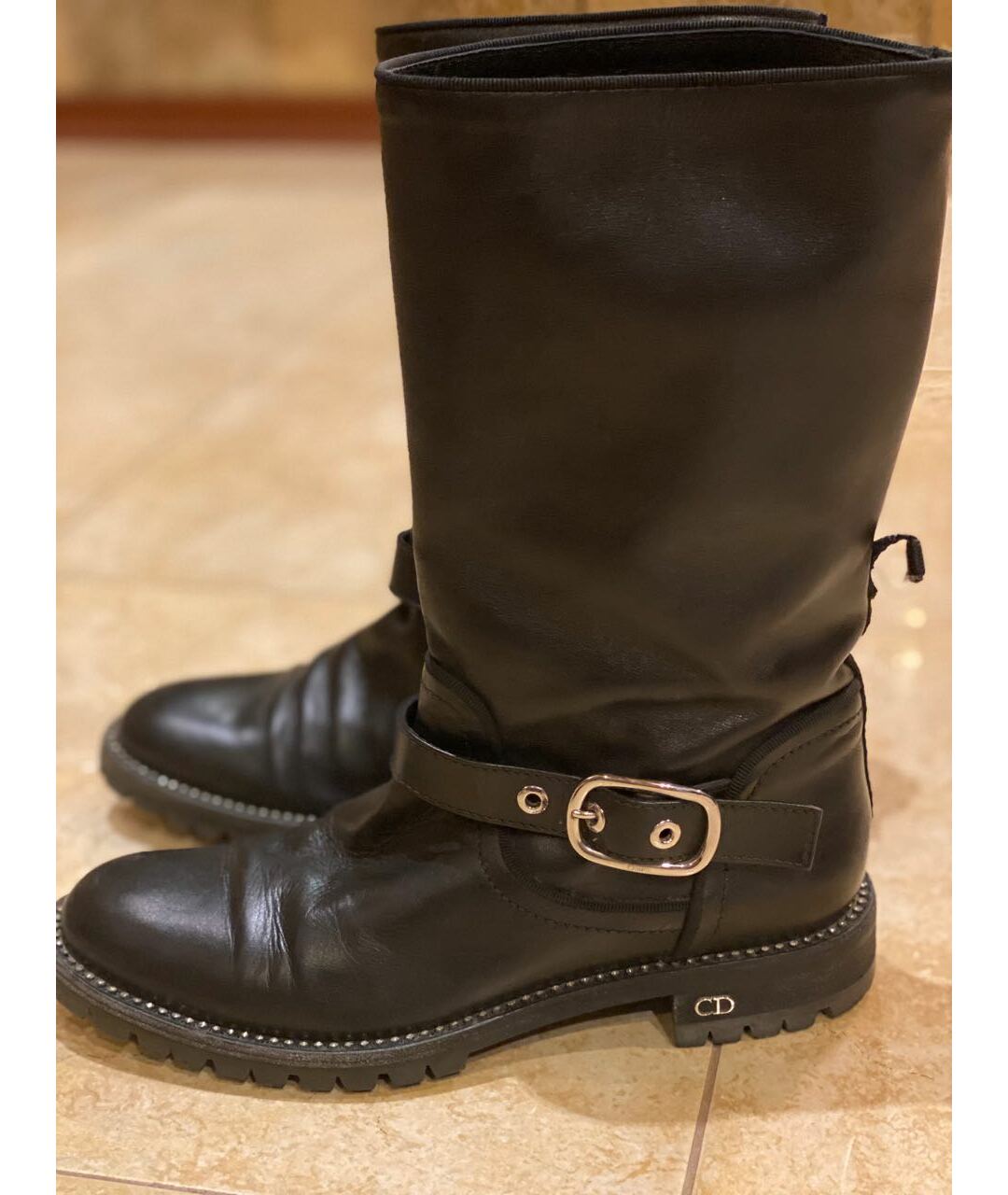 CHRISTIAN DIOR PRE-OWNED Черные кожаные сапоги, фото 4