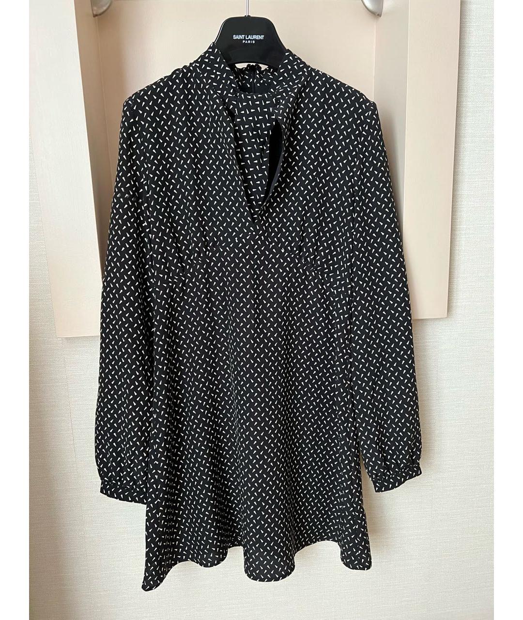 SAINT LAURENT Черное шелковое коктейльное платье, фото 2