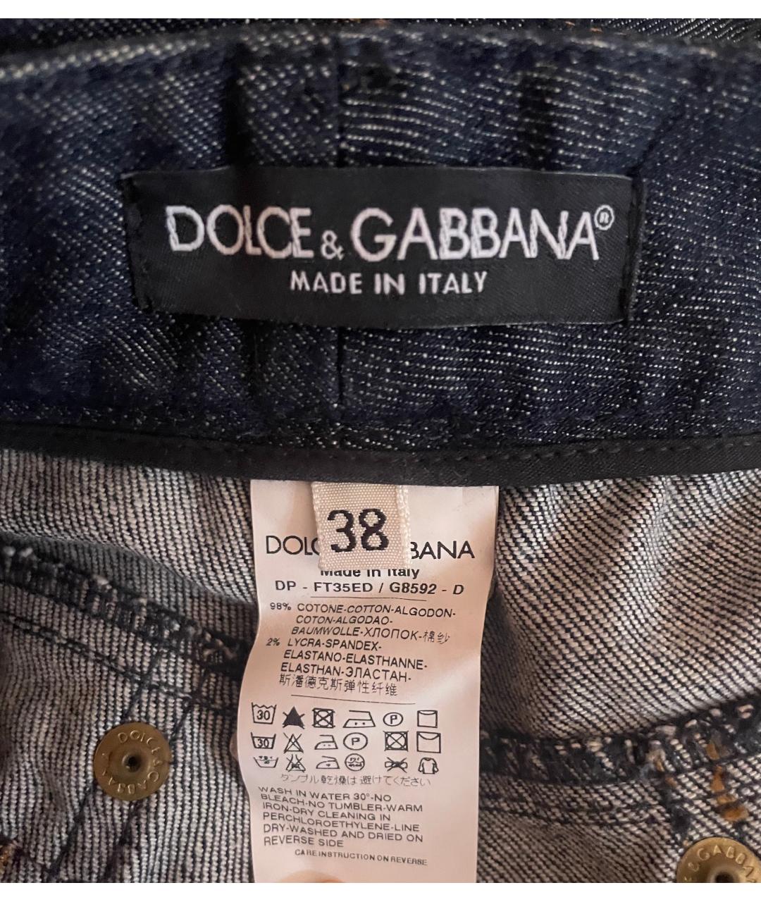 DOLCE&GABBANA Темно-синие хлопко-эластановые джинсы клеш, фото 3