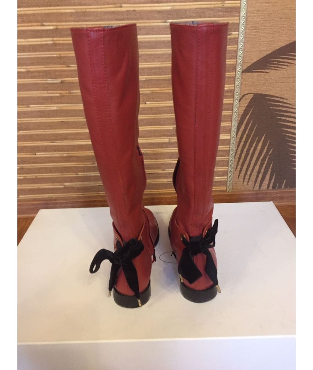 RED VALENTINO Красные кожаные сапоги, фото 3