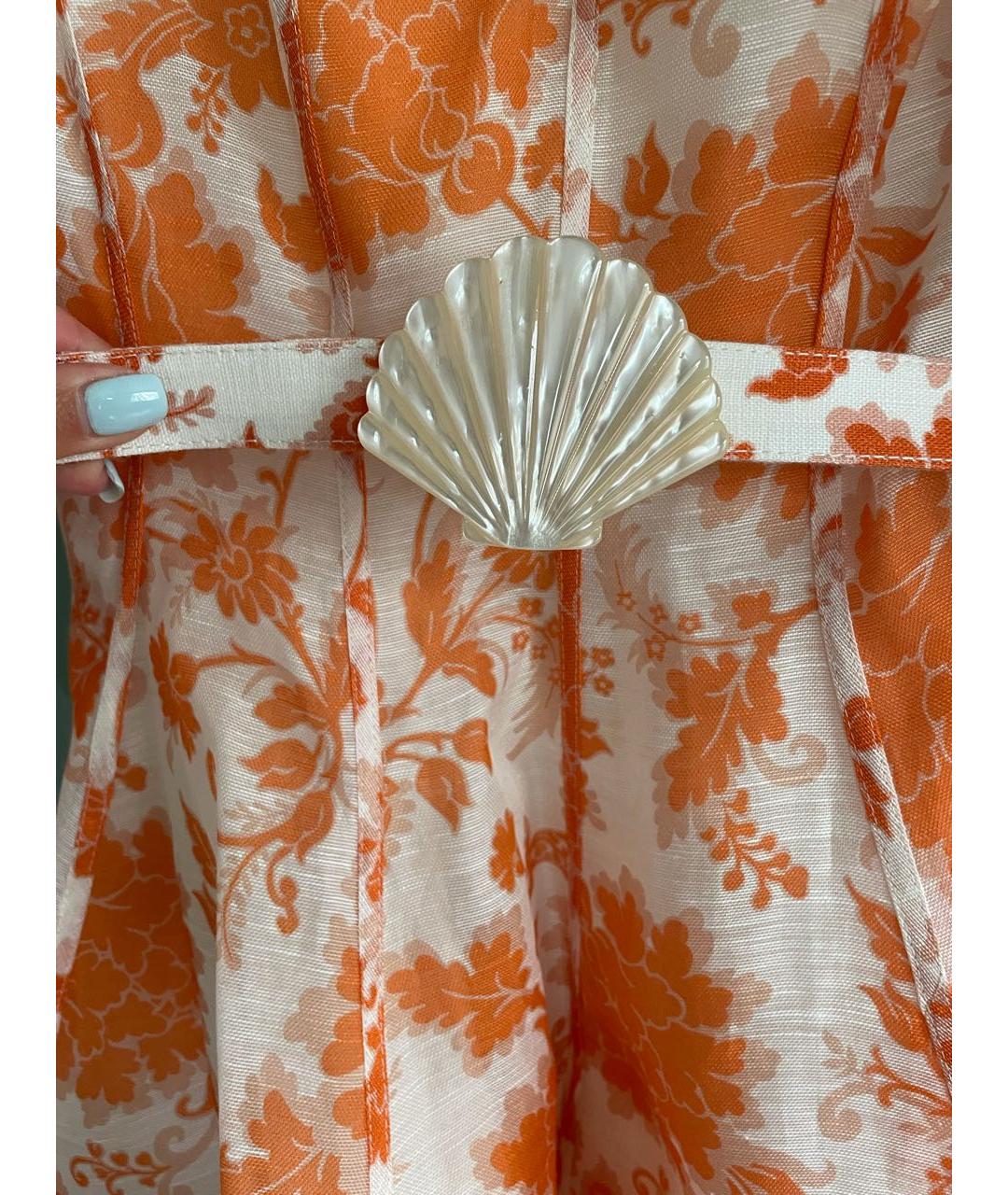 ZIMMERMANN Коралловое льняное коктейльное платье, фото 3