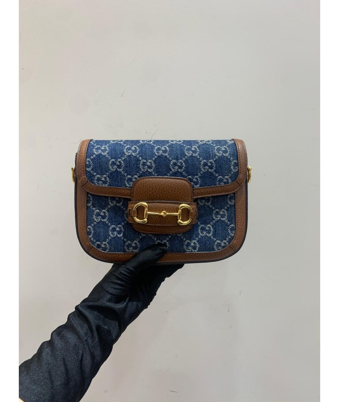 GUCCI Голубая деним сумка через плечо, фото 7