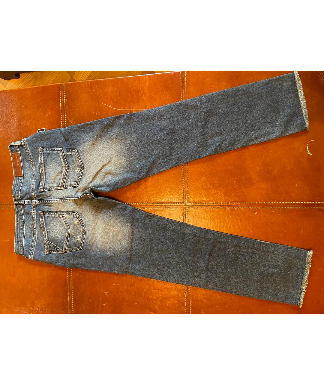 ZADIG & VOLTAIRE Голубые хлопко-эластановые прямые джинсы, фото 2