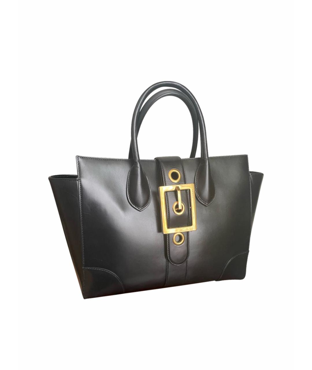 GUCCI Черная кожаная сумка тоут, фото 1