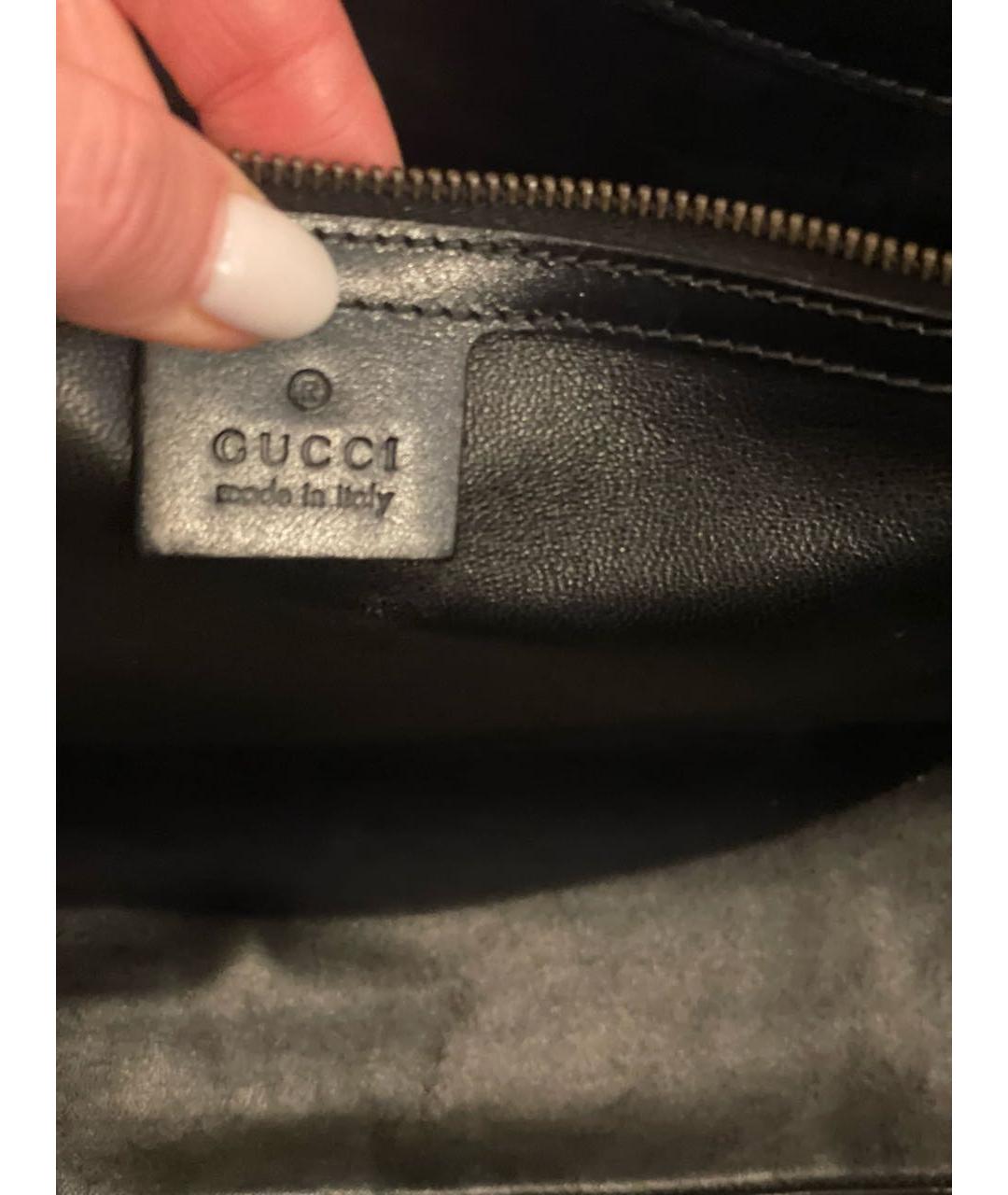 GUCCI Черная кожаная сумка тоут, фото 6