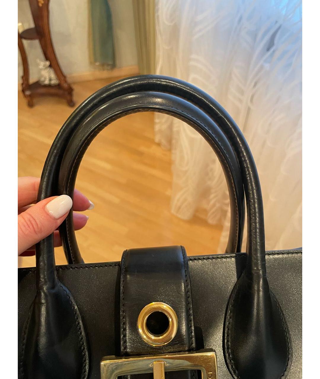 GUCCI Черная кожаная сумка тоут, фото 3