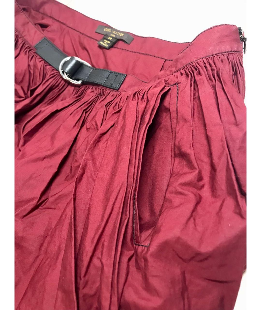 LOUIS VUITTON Бордовая хлопковая юбка мини, фото 4