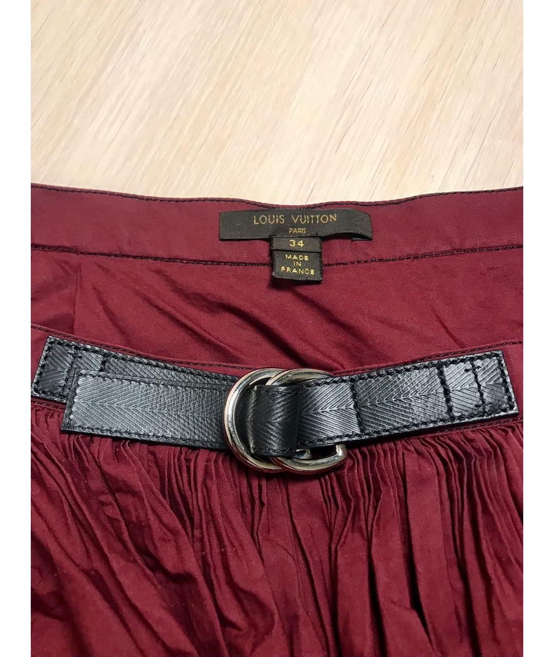 LOUIS VUITTON Бордовая хлопковая юбка мини, фото 3