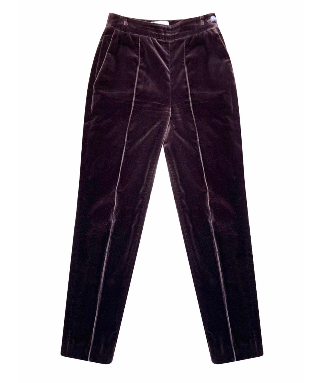 LANVIN Коричневые велюровые прямые брюки, фото 1