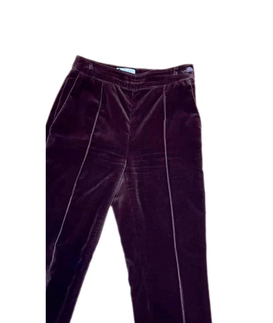 LANVIN Коричневые велюровые прямые брюки, фото 3