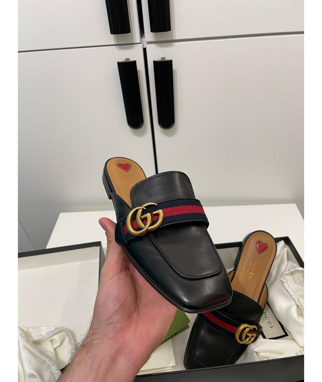 GUCCI Черные кожаные мюли, фото 4