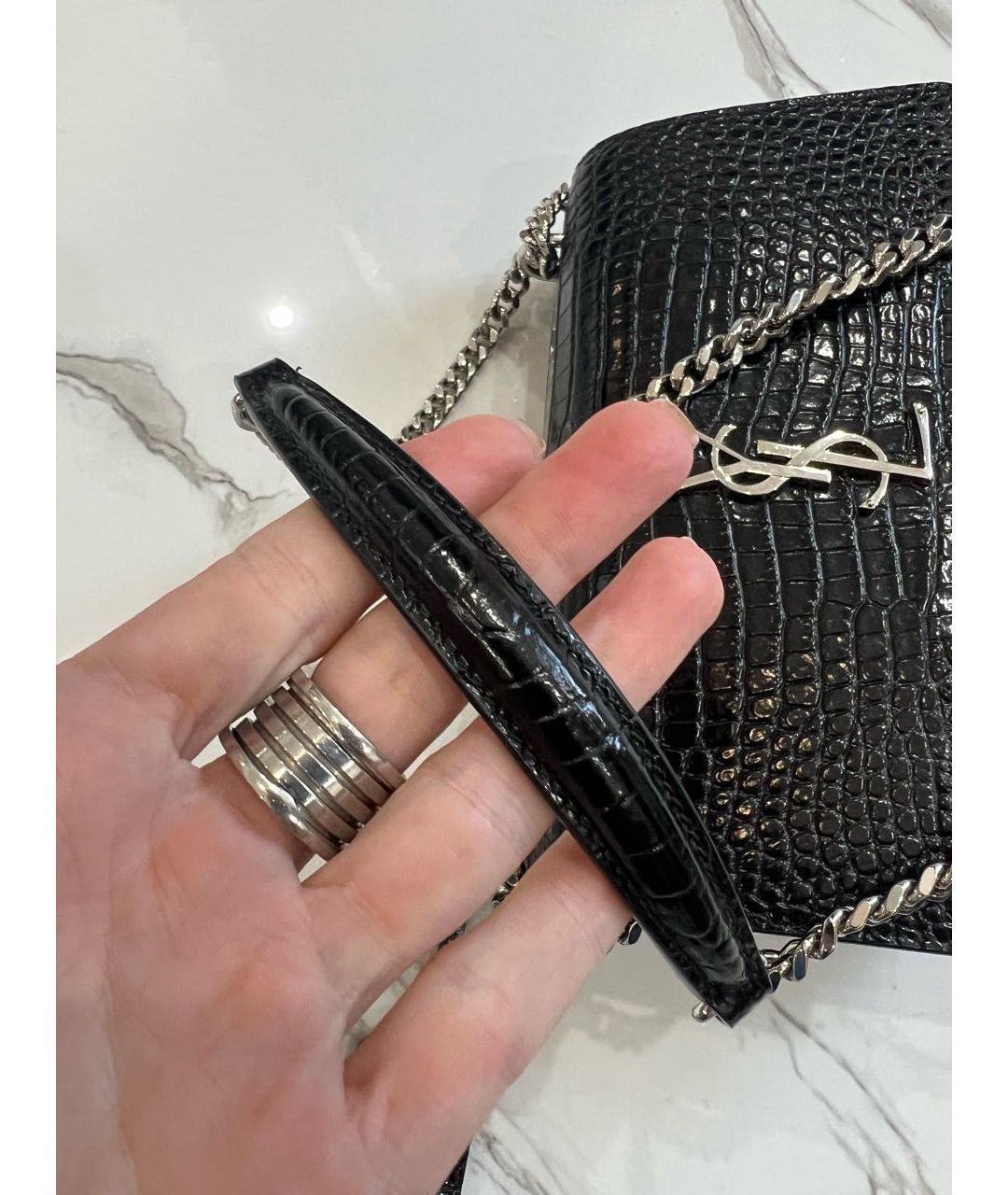 SAINT LAURENT Черная кожаная сумка на плечо, фото 5