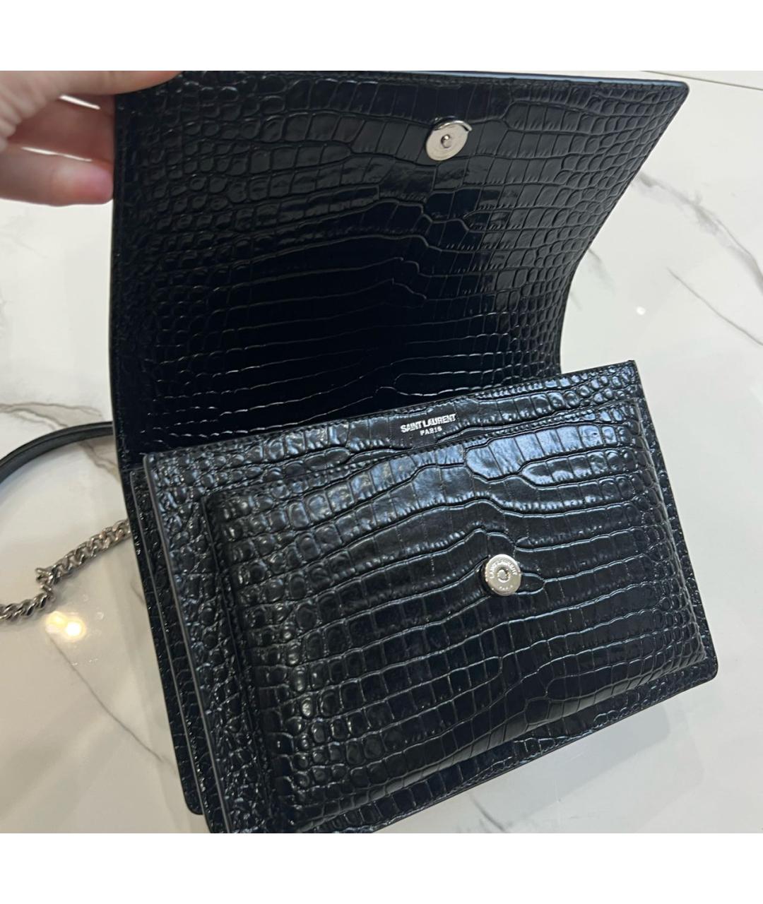 SAINT LAURENT Черная кожаная сумка на плечо, фото 8