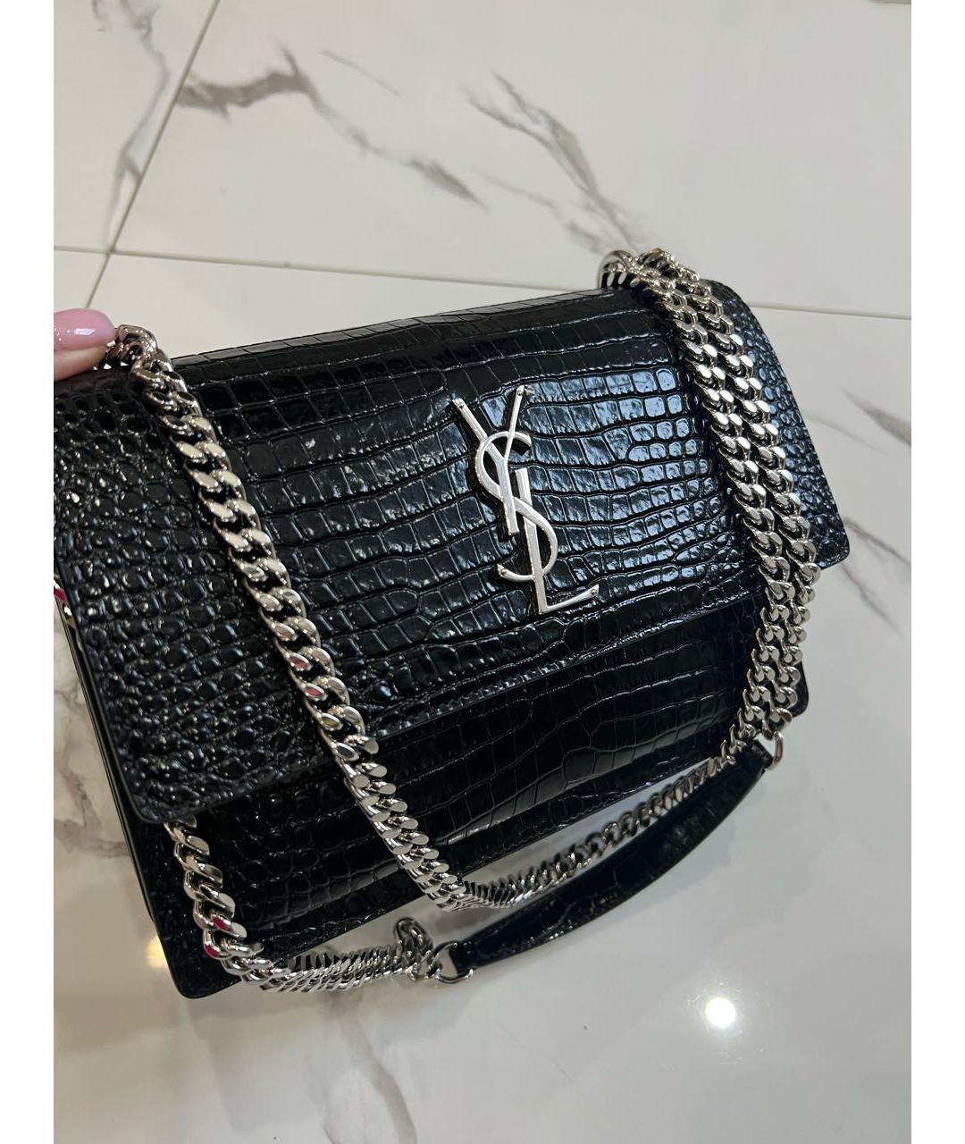 SAINT LAURENT Черная кожаная сумка на плечо, фото 4