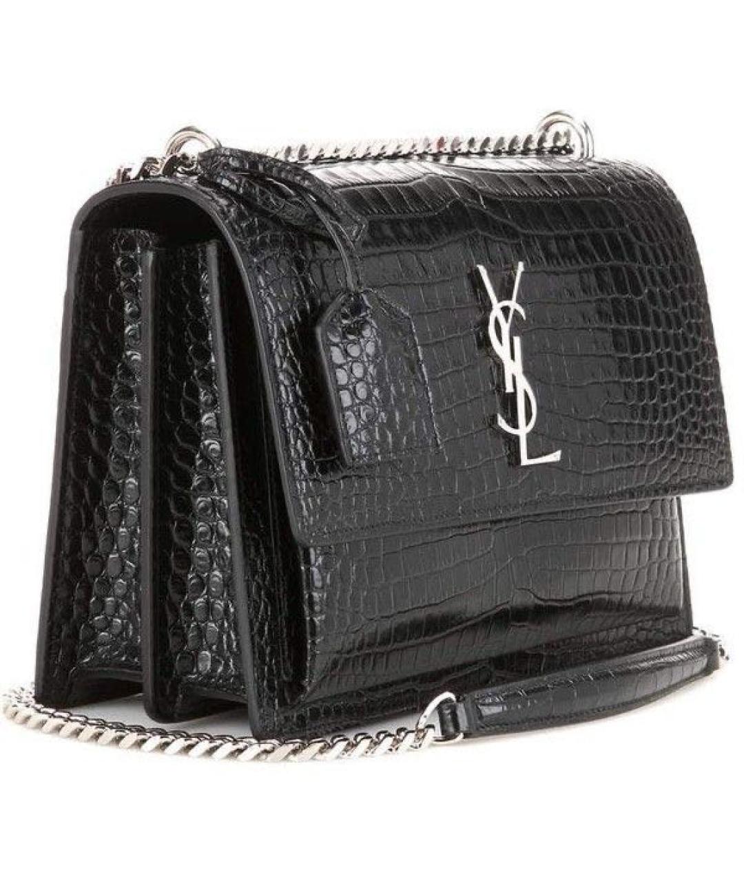 SAINT LAURENT Черная кожаная сумка на плечо, фото 2