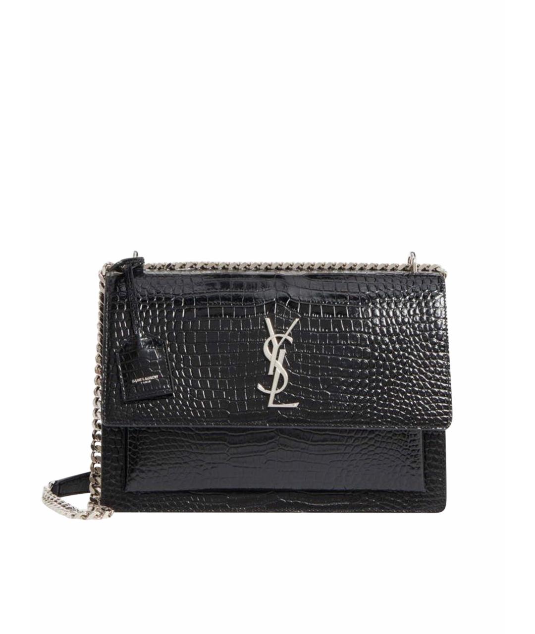 SAINT LAURENT Черная кожаная сумка на плечо, фото 1