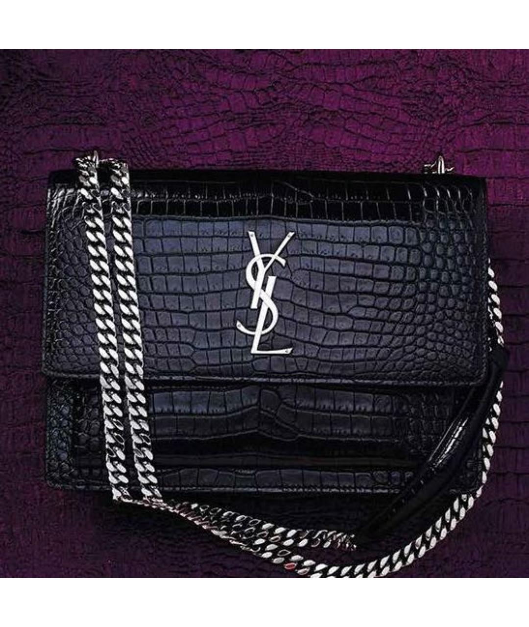 SAINT LAURENT Черная кожаная сумка на плечо, фото 3