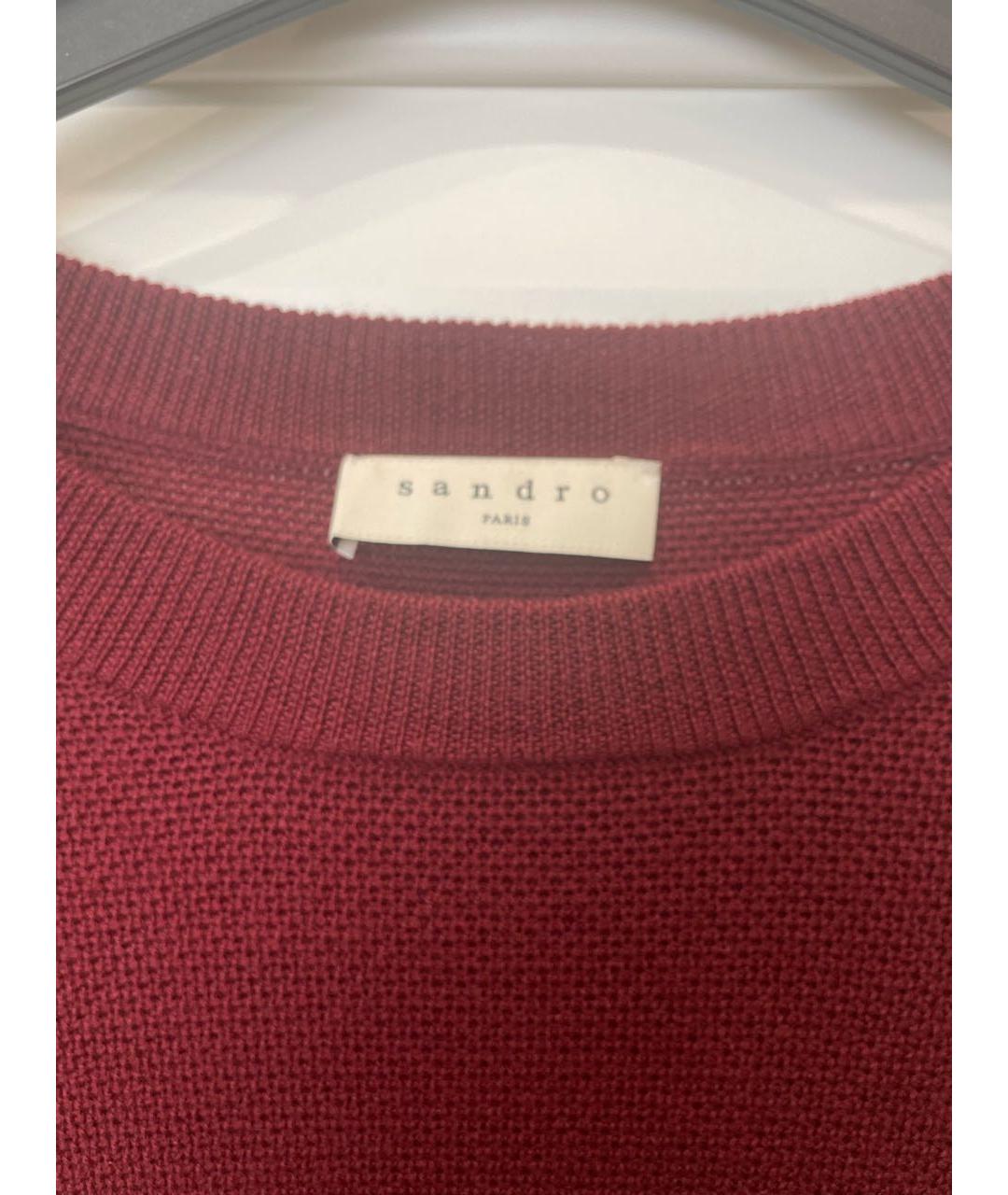 SANDRO Бордовый шерстяной джемпер / свитер, фото 3