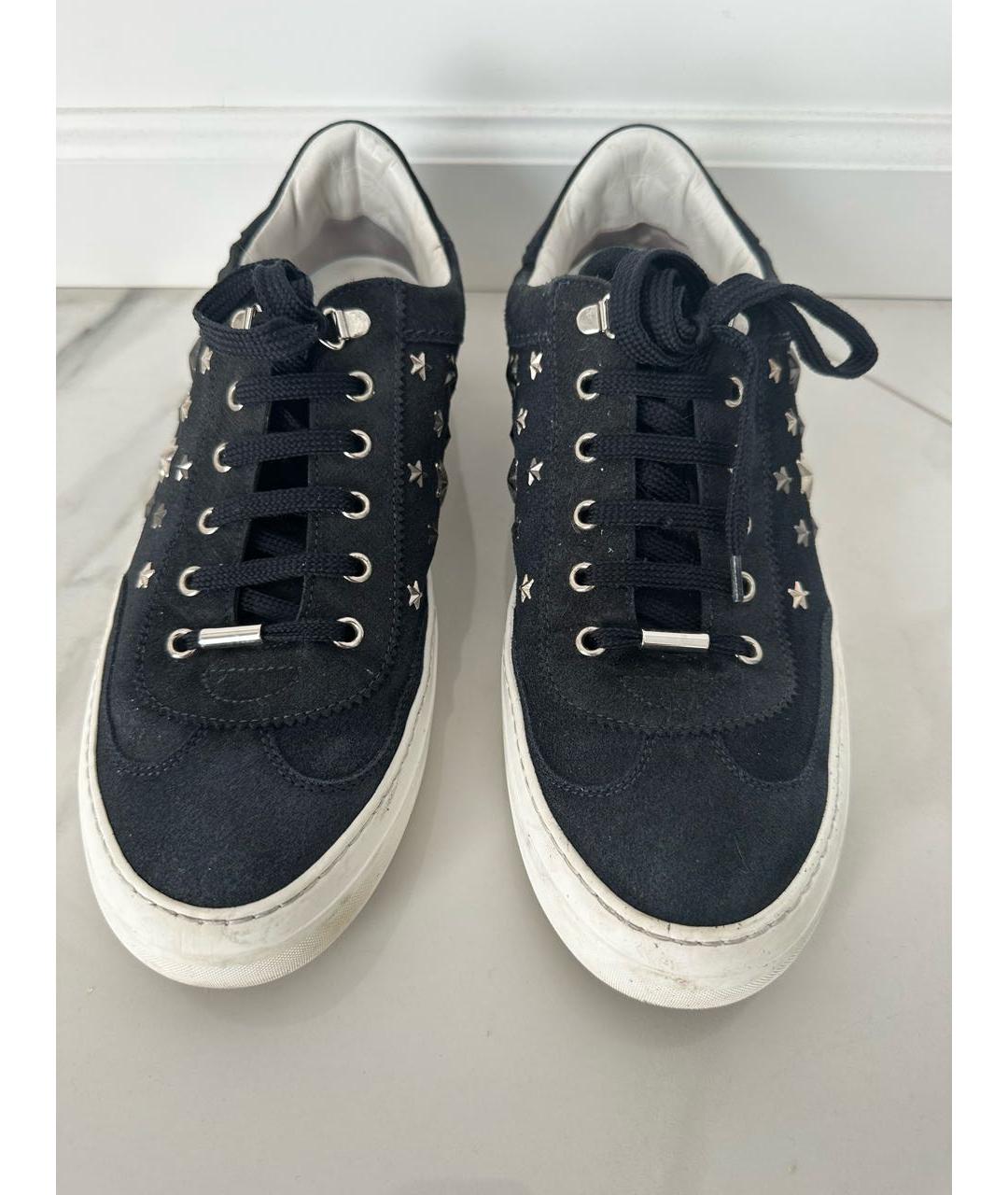 JIMMY CHOO Темно-синие замшевые низкие кроссовки / кеды, фото 2