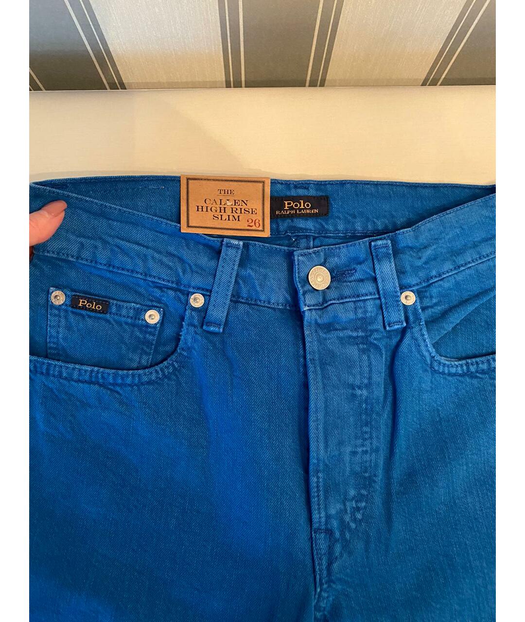 POLO RALPH LAUREN Синие хлопковые джинсы слим, фото 2