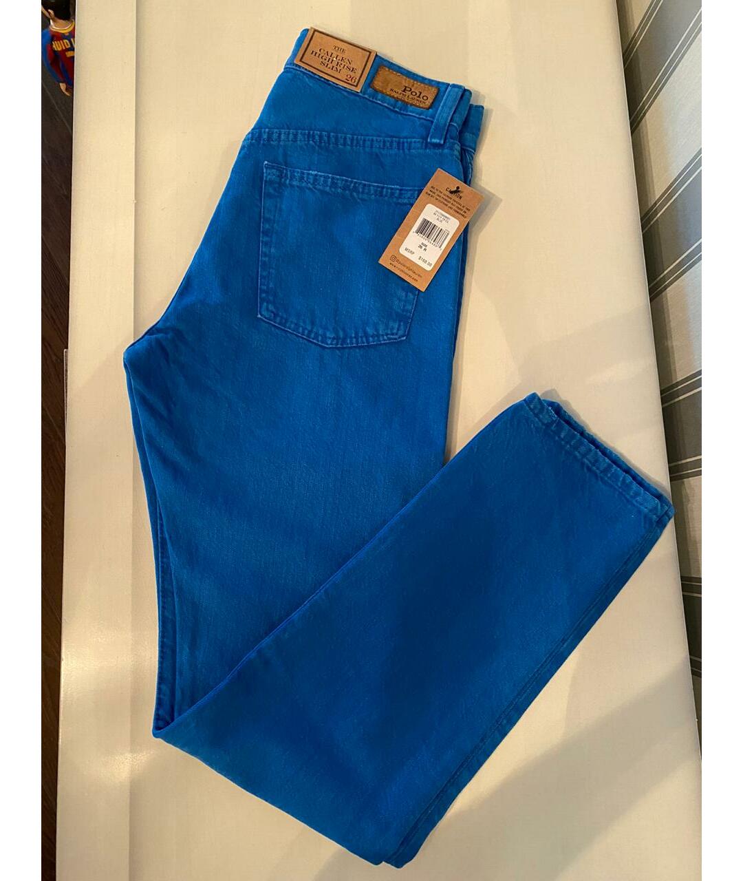 POLO RALPH LAUREN Синие хлопковые джинсы слим, фото 6