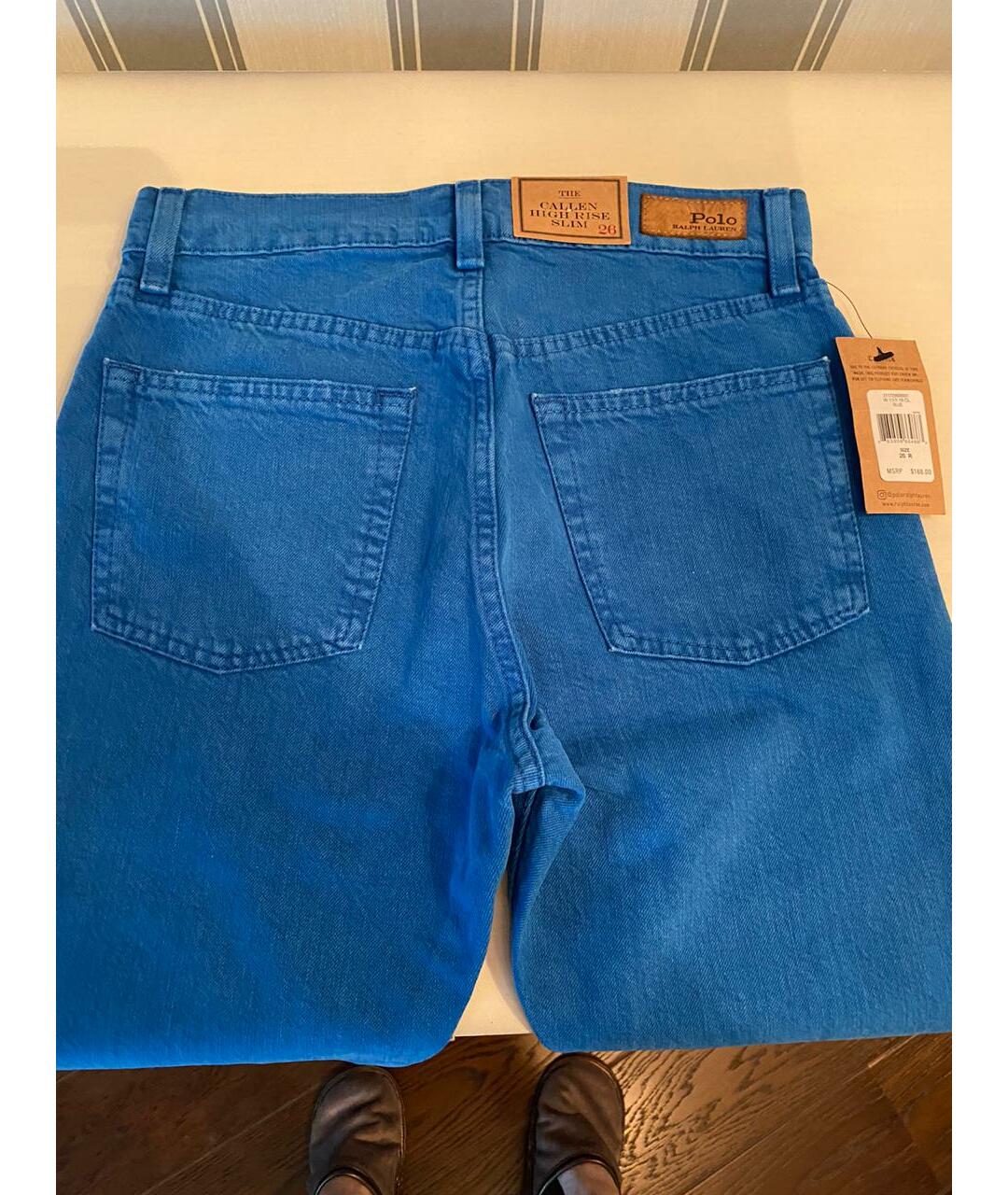 POLO RALPH LAUREN Синие хлопковые джинсы слим, фото 3