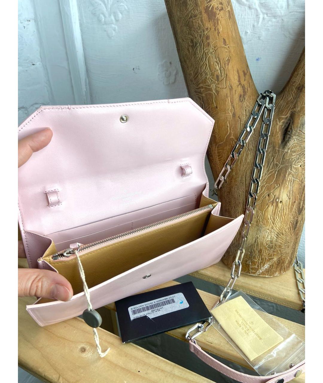 GOLDEN GOOSE DELUXE BRAND Розовая кожаная сумка через плечо, фото 3