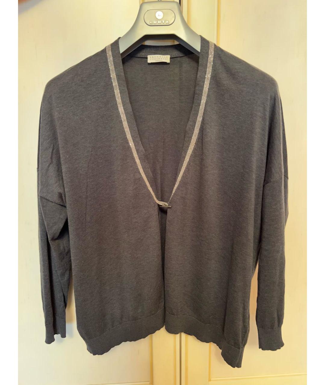 BRUNELLO CUCINELLI Антрацитовый хлопковый кардиган, фото 7