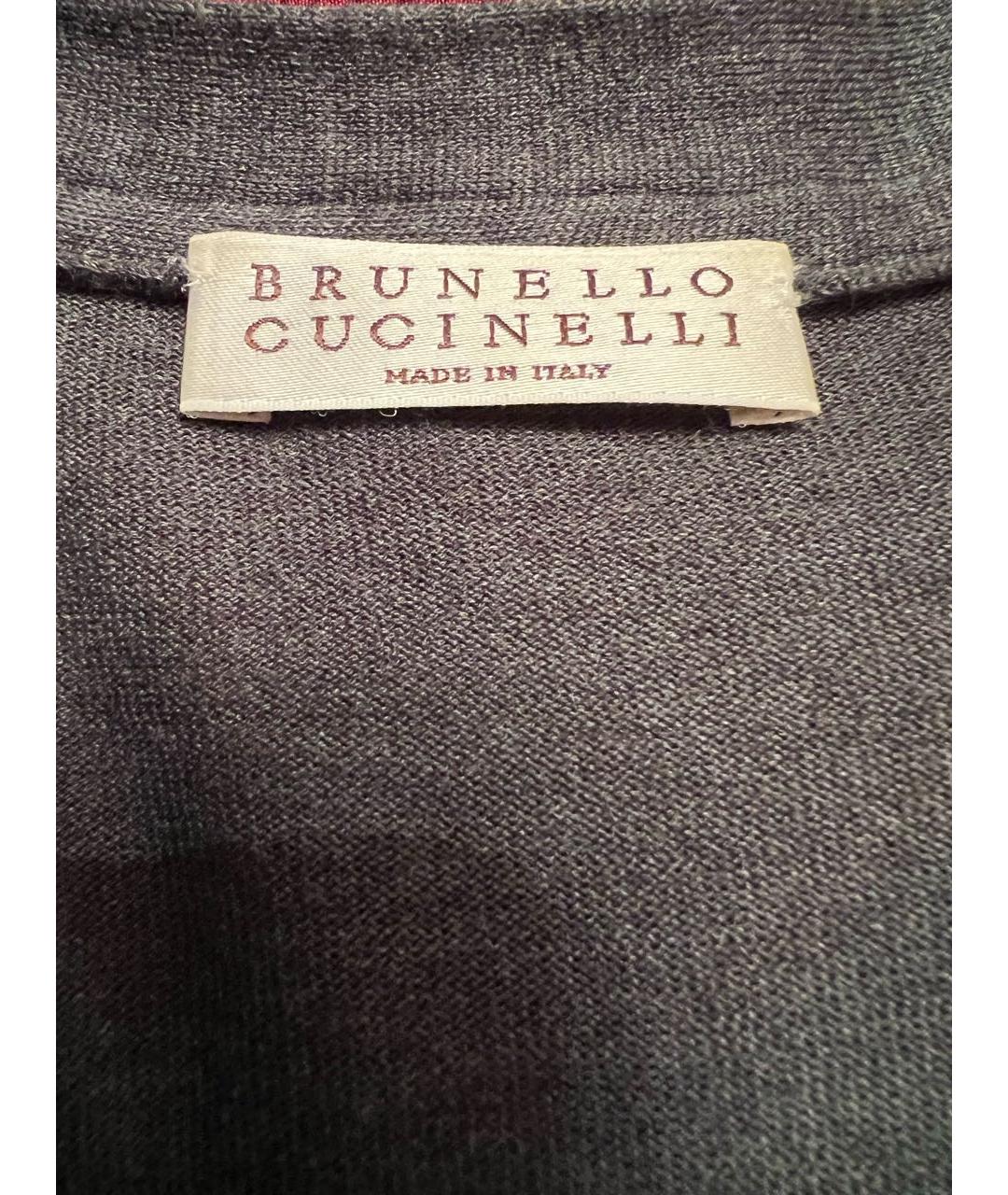 BRUNELLO CUCINELLI Антрацитовый хлопковый кардиган, фото 4