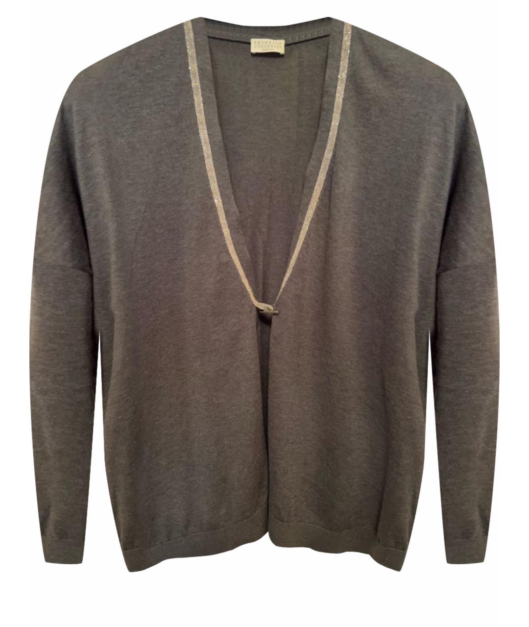 BRUNELLO CUCINELLI Антрацитовый хлопковый кардиган, фото 1