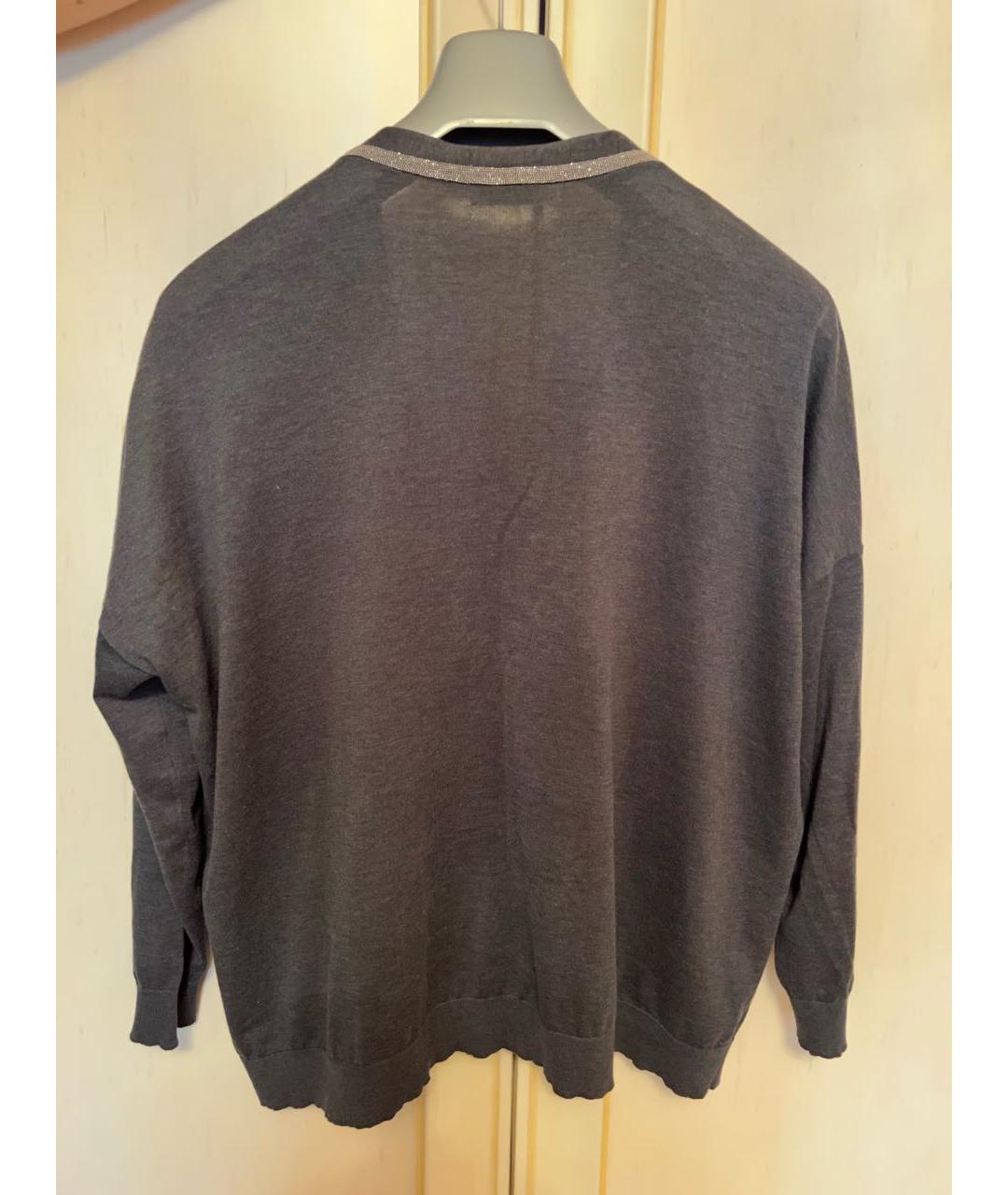 BRUNELLO CUCINELLI Антрацитовый хлопковый кардиган, фото 2