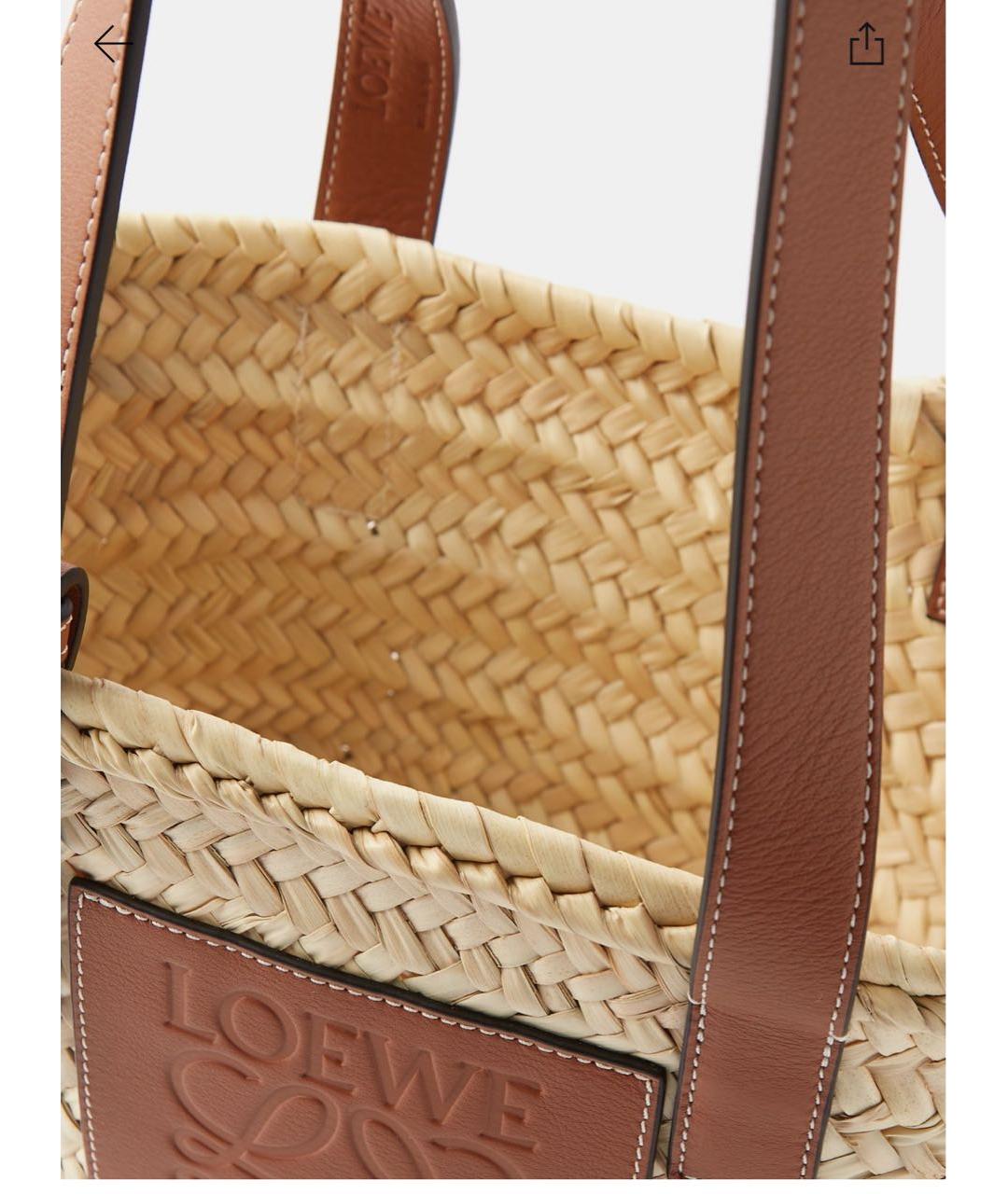 LOEWE Бежевая пелетеная пляжная сумка, фото 4