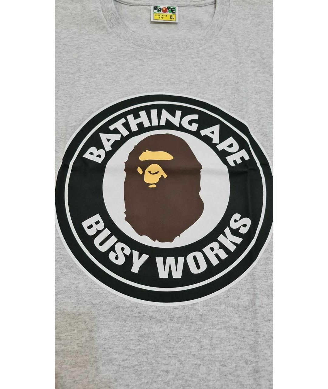 A BATHING APE Серая хлопковая футболка, фото 5