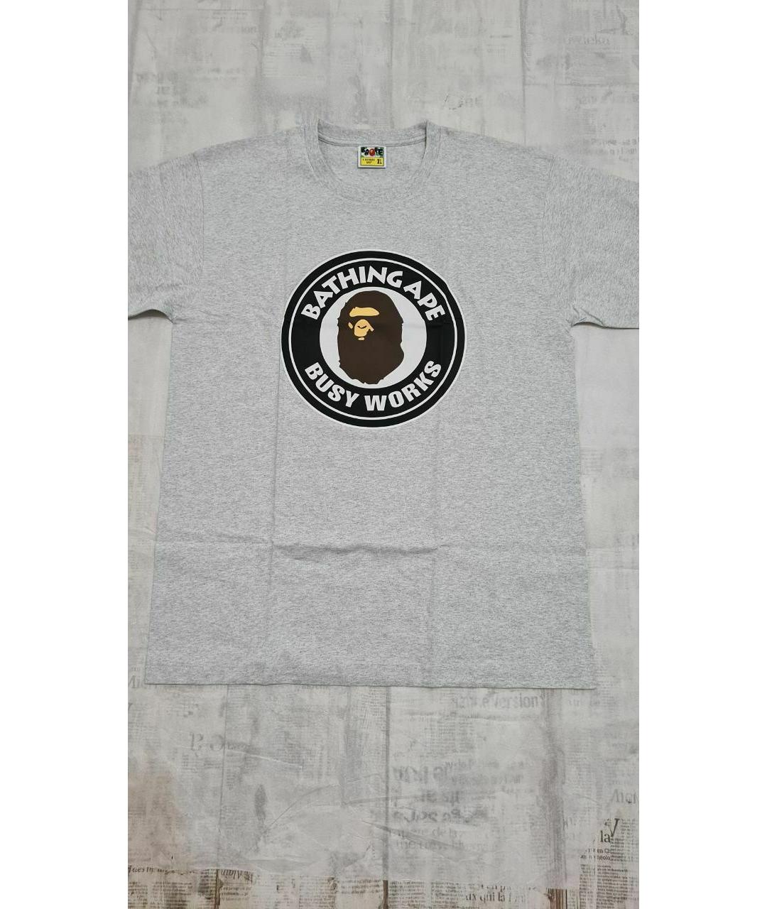A BATHING APE Серая хлопковая футболка, фото 4