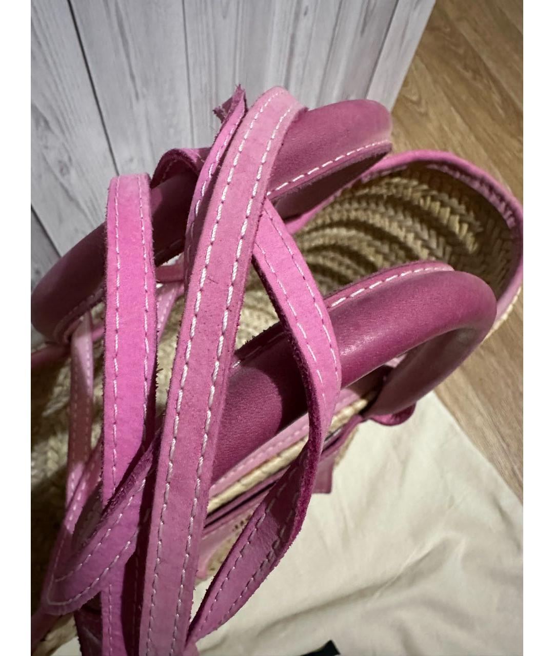 JACQUEMUS Розовая кожаная пляжная сумка, фото 3