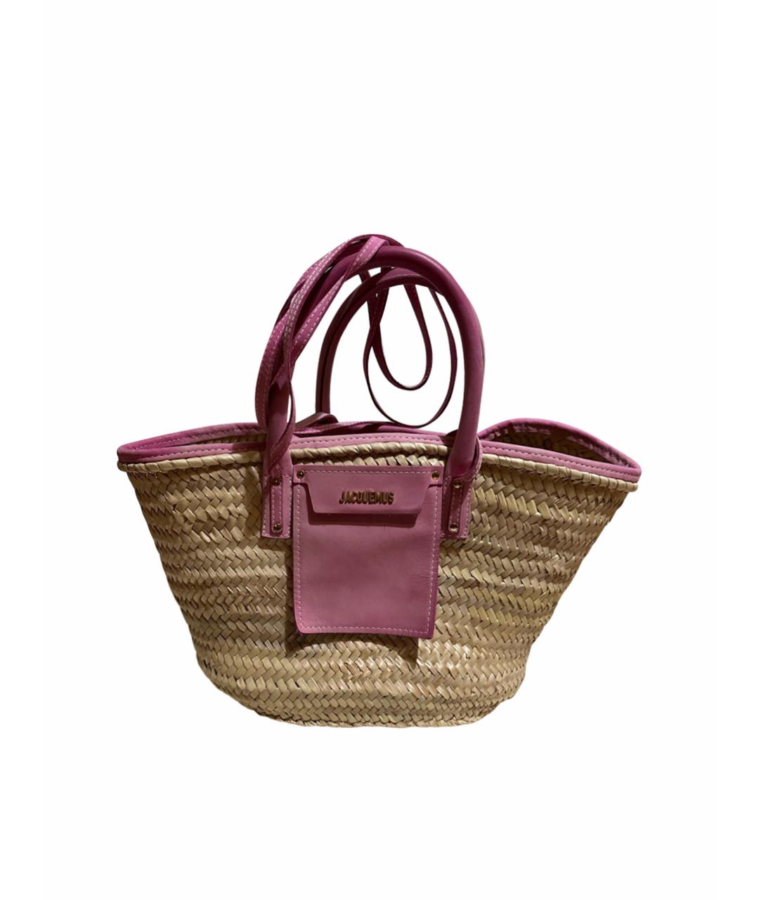 JACQUEMUS Розовая кожаная пляжная сумка, фото 1
