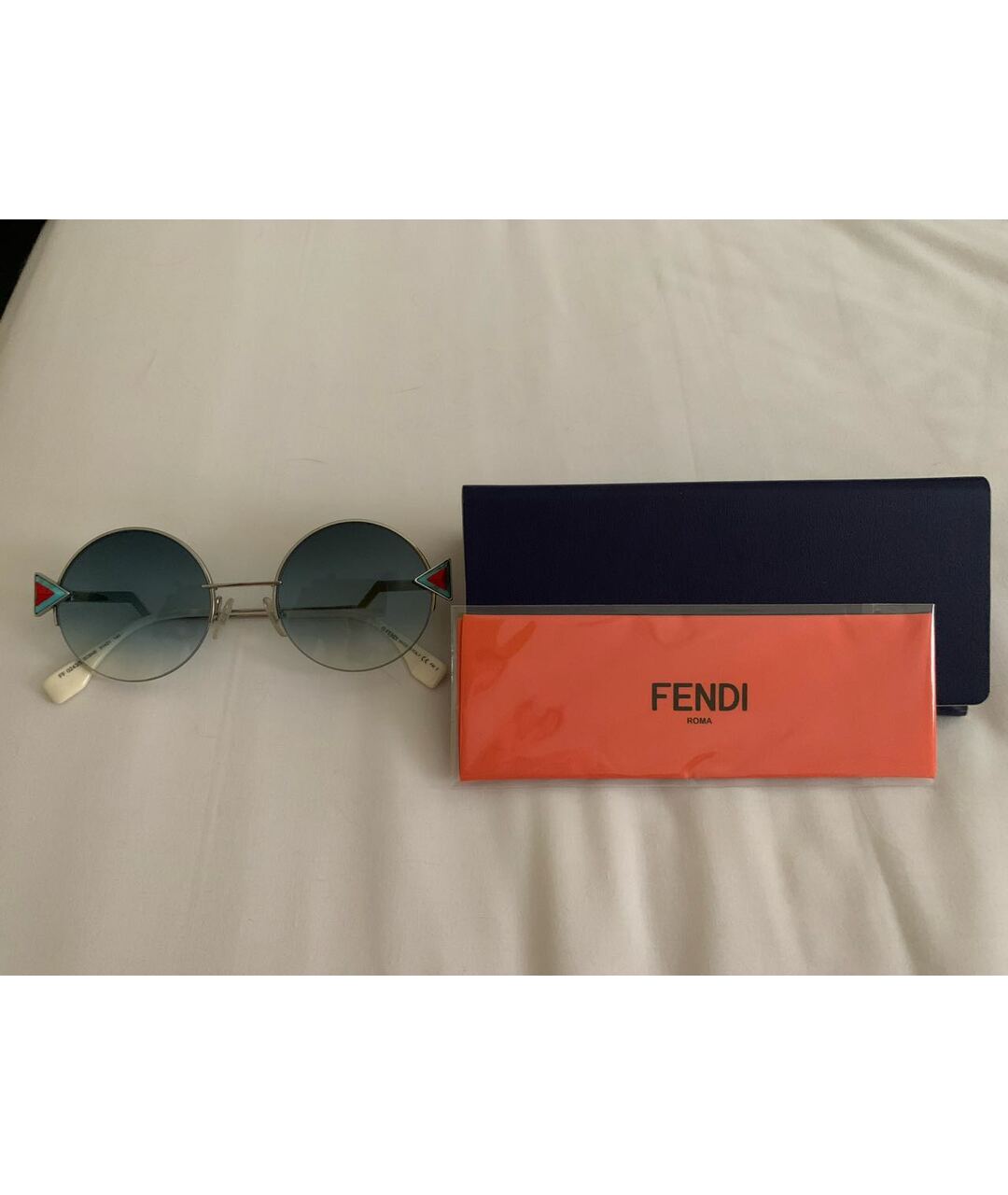 FENDI Голубые пластиковые солнцезащитные очки, фото 4