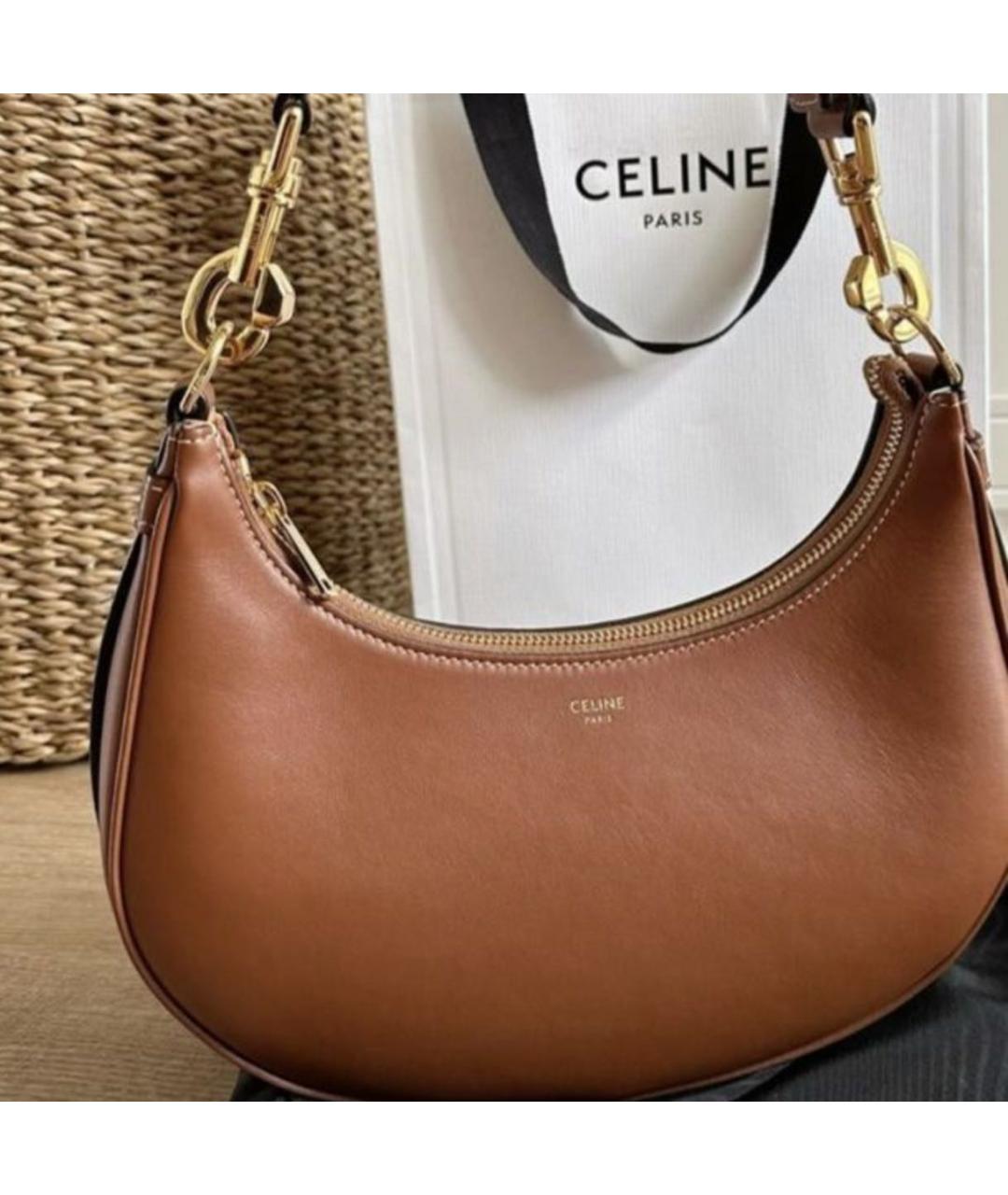 CELINE Бежевая кожаная сумка через плечо, фото 3