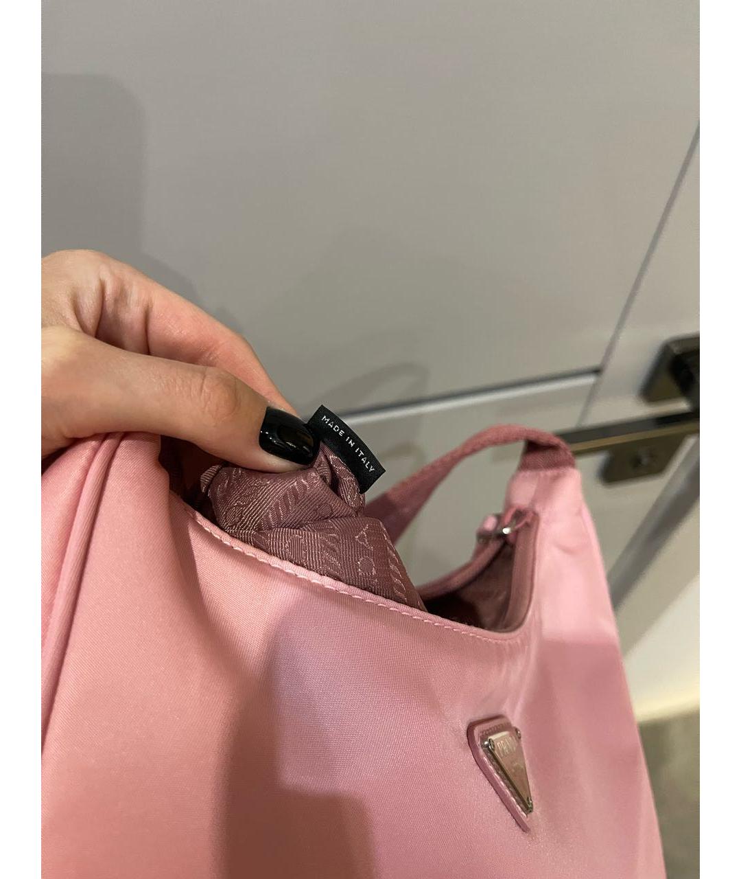 PRADA Розовая тканевая сумка с короткими ручками, фото 4