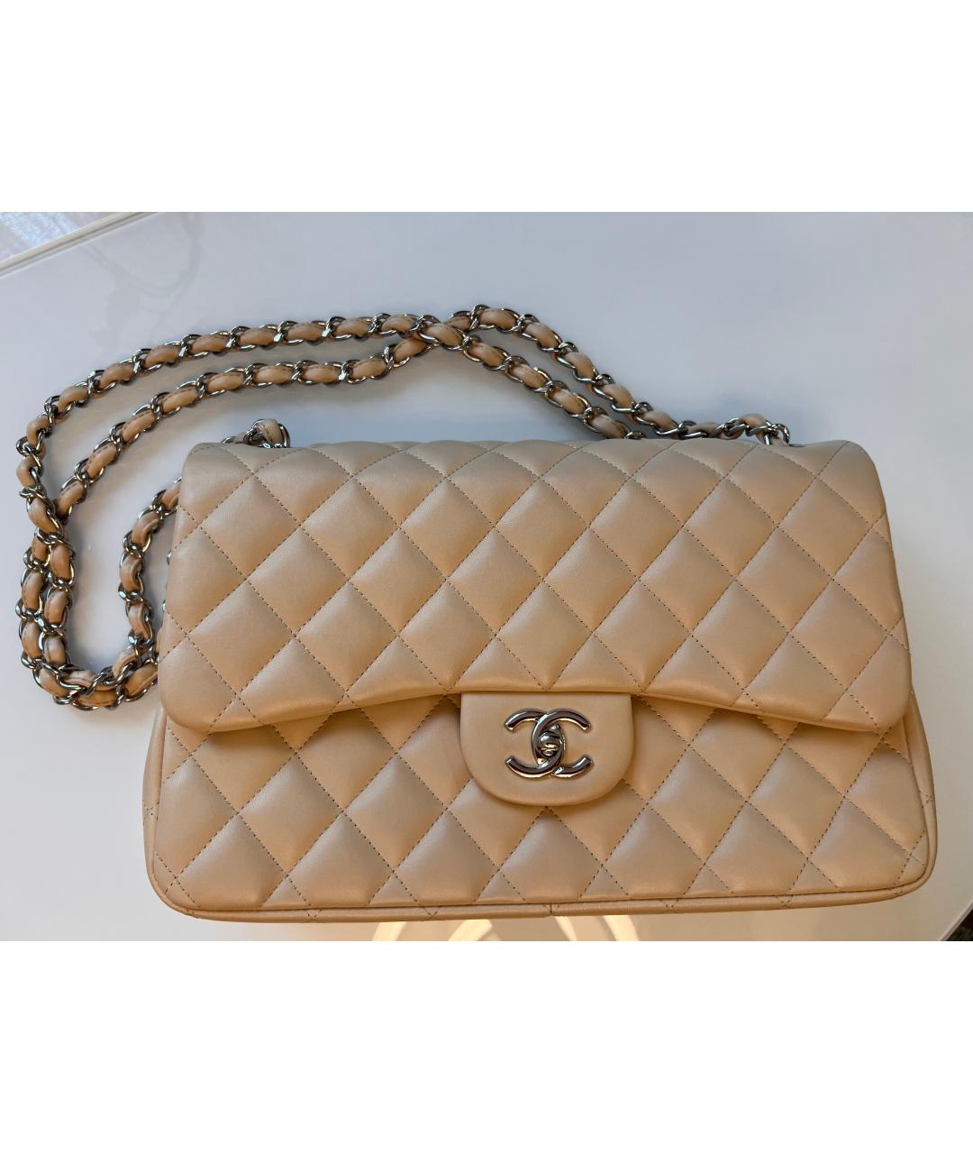 CHANEL Бежевая кожаная сумка через плечо, фото 3