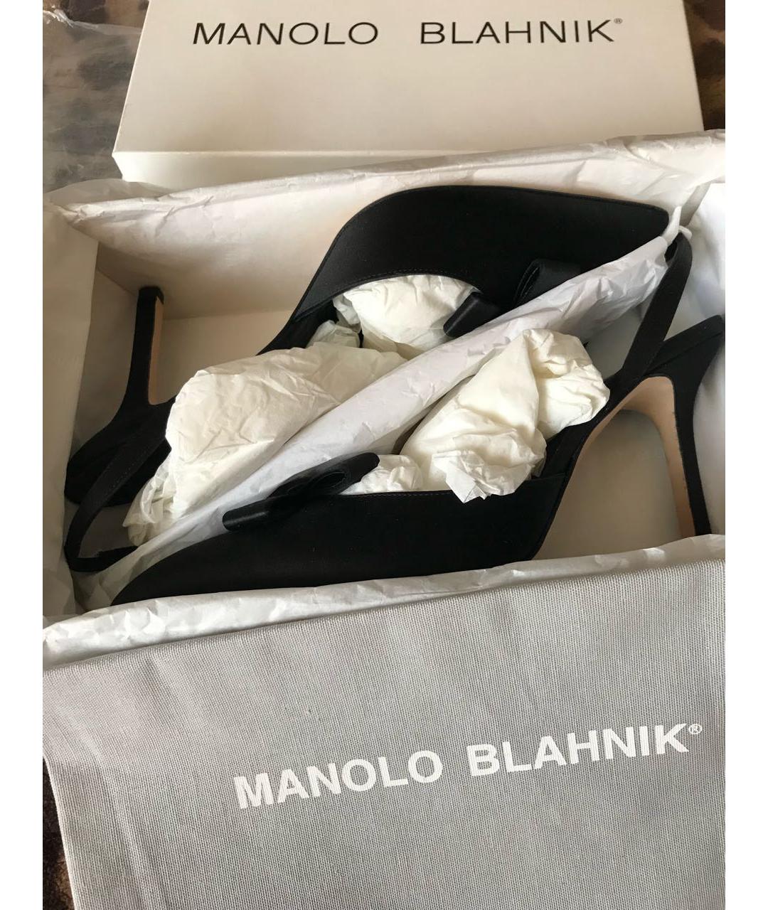 MANOLO BLAHNIK Черные текстильные туфли, фото 4