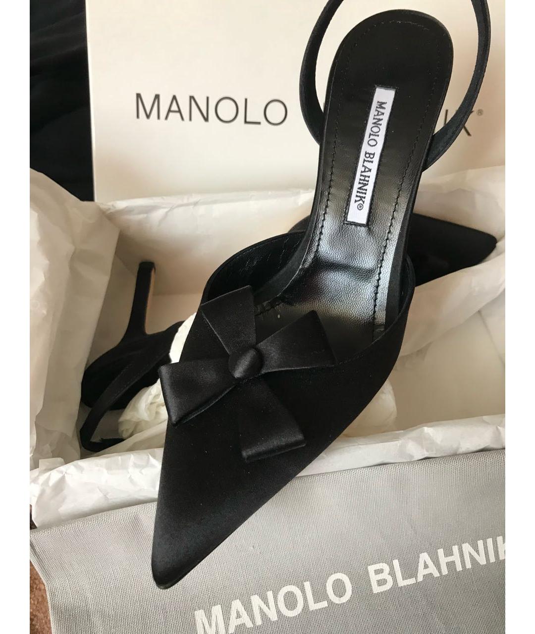 MANOLO BLAHNIK Черные текстильные туфли, фото 2